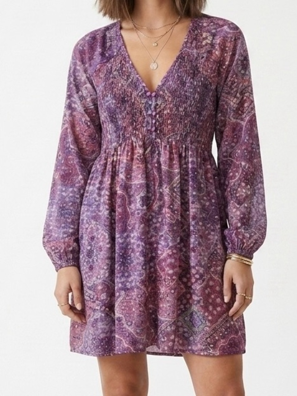 MELLODAY Floral Long Sleeve Dress Medium NWT
